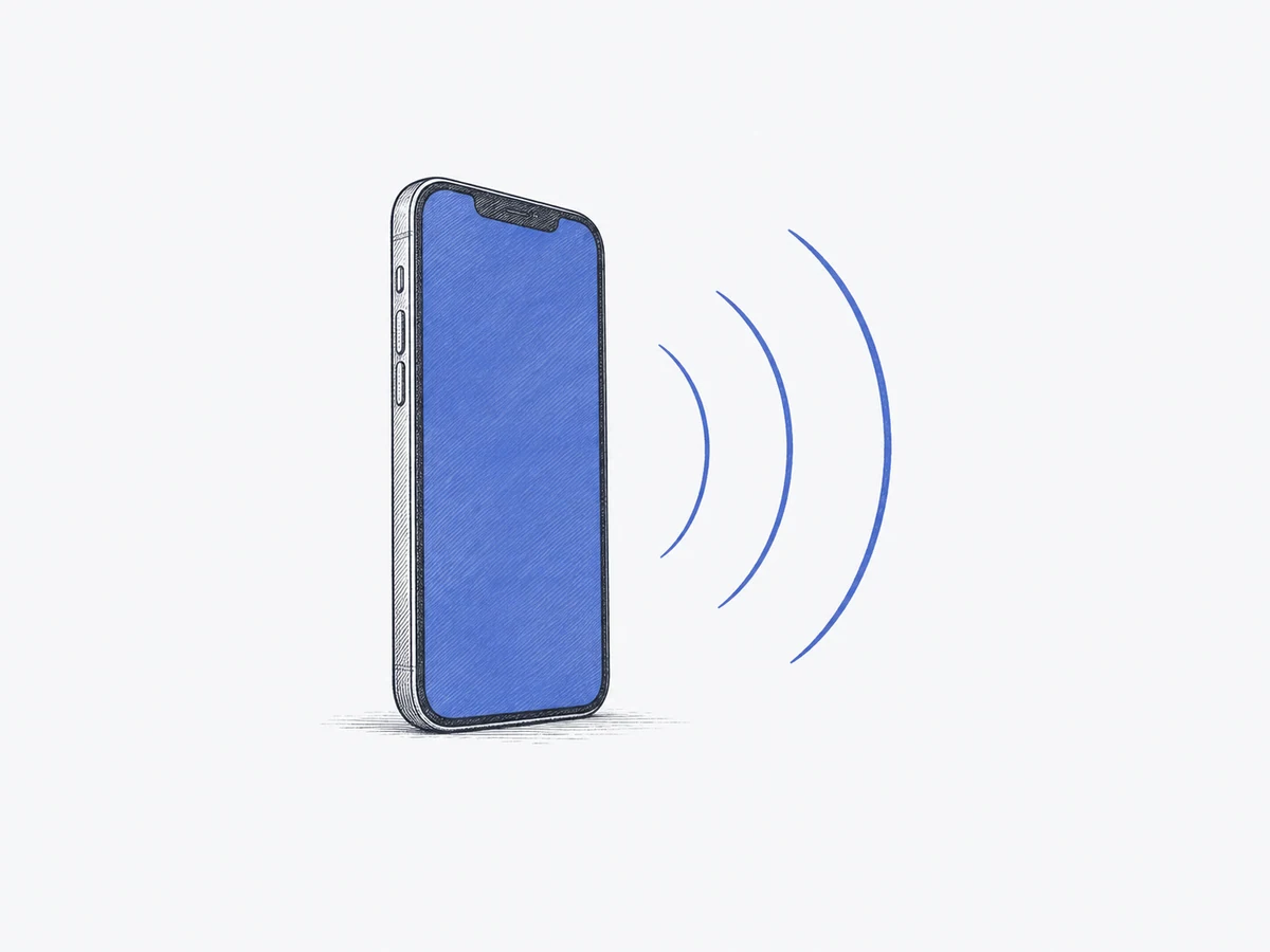 A mobile product with expanding lines suggesting its growing reach.